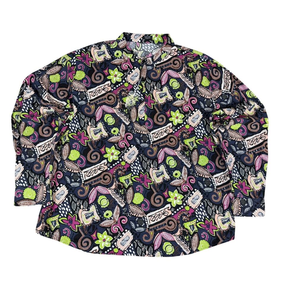 COOFANDY Men's XXL Paisley Button Up Shirt 95% Cotton 5% Hemp Long Sleeve